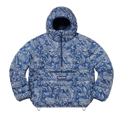 Pre-owned Supreme Micro Down Half Zip Hooded Pullover 'blue Paisley'