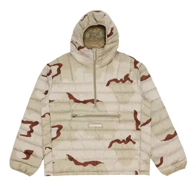 Pre-owned Supreme Micro Down Half Zip Hooded Pullover 'desert Camo' In Tan