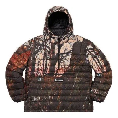 Supreme Micro Down Half Zip Hooded Pullover 'multi-color' In Brown
