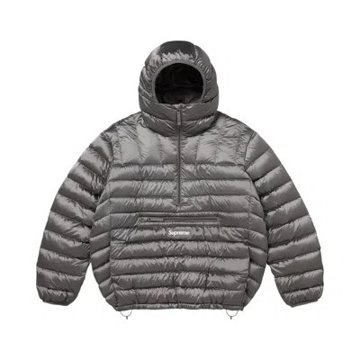 Pre-owned Supreme Micro Down Half Zip Hooded Pullover 'silver' | Men's Size M