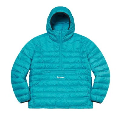 Pre-owned Supreme Micro Down Half Zip Hooded Pullover 'teal' In Blue