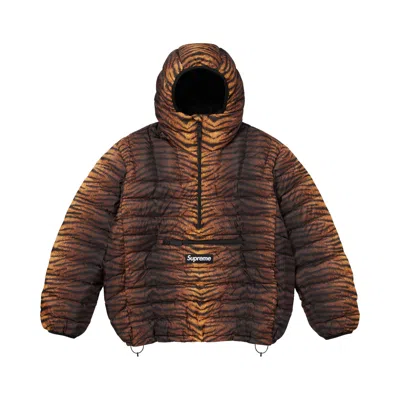 Pre-owned Supreme Micro Down Half Zip Hooded Pullover 'tiger' | Brown | Men's Size L