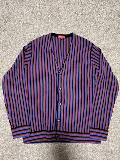 Pre-owned Supreme Micro Stripe Cardigan (playboi Carti) In Purple