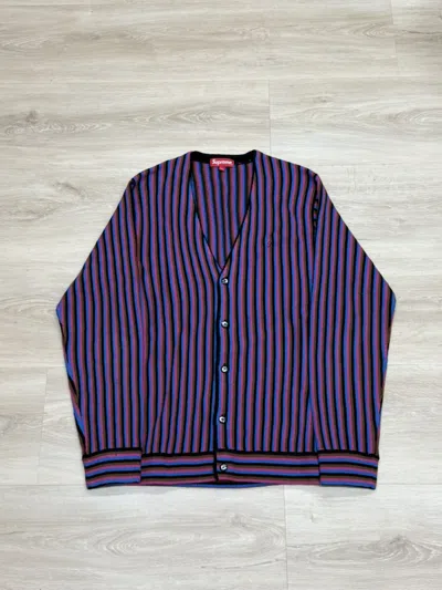 Pre-owned Supreme Micro Stripe Cardigan (playboi Carti) In Purple