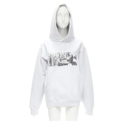 Pre-owned Supreme Mike Kelley Franklin Signing Treaty Of Alliance Grey Fleece Hoodie L In Gray
