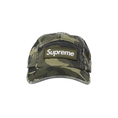 Pre-owned Supreme Military Camp Cap 'olive Camo' In Green