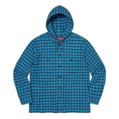 Supreme Mini Plaid Hooded Shirt 'blue Black'