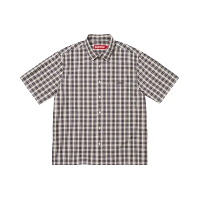 Pre-owned Supreme Mini Plaid Short-sleeve Shirt 'stone' | Grey | Men's Size Xxl In Gray