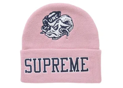 Pre-owned Supreme Mitchell & Ness Ncaa Beanie In Pink