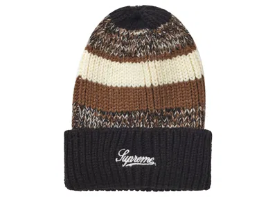 Pre-owned Supreme Mixed Stripe Beanie In Black
