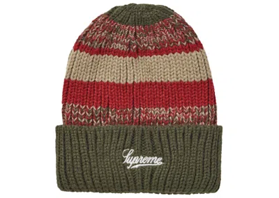 Pre-owned Supreme Mixed Stripe Beanie In Green