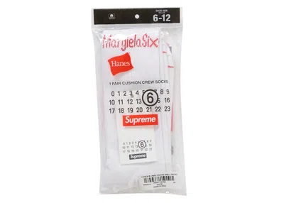 Pre-owned Supreme Mm6 Maison Margiela Hanes Crew Socks (1 Pack) In White
