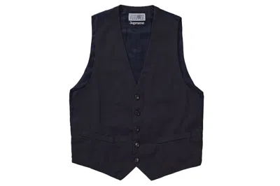 Pre-owned Supreme Mm6 Maison Margiela Washed Cotton Suit Vest Navy
