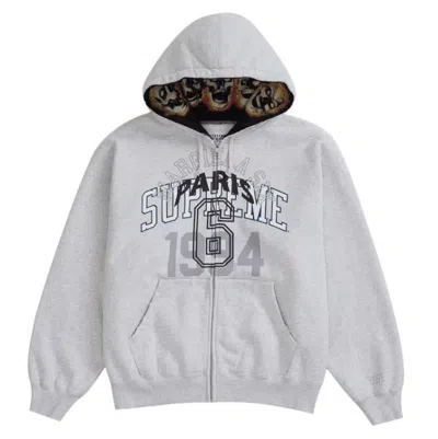 Pre-owned Supreme Mm6 Maison Margiela Zip Up Hooded Sweatshirt Ash Grey