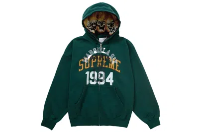 Pre-owned Supreme Mm6 Maison Margiela Zip Up Hooded Sweatshirt Dark Green
