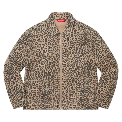 Pre-owned Supreme Moleskin Work Jacket 'leopard' | Tan | Men's Size M