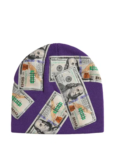 Supreme Money Beanie Hat In Purple