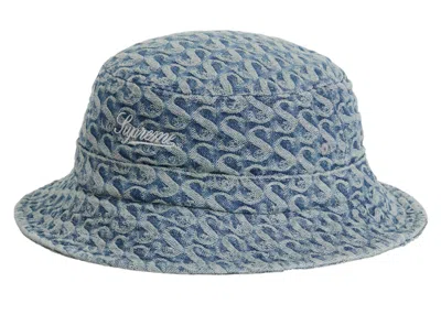 Pre-owned Supreme Monogram Denim Crusher Hat In Blue