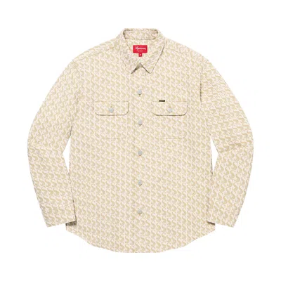 Pre-owned Supreme Monogram Denim Shirt 'tan' | Men's Size M