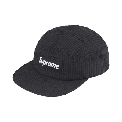 Pre-owned Supreme Monogram Gingham Camp Cap 'black' | Men's Size 7.25