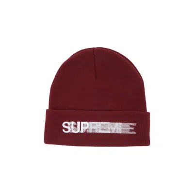 Pre-owned Supreme Motion Logo Beanie 'burgundy' In Red