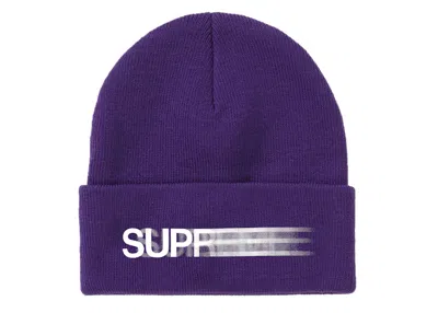 Pre-owned Supreme Motion Logo Beanie In Purple