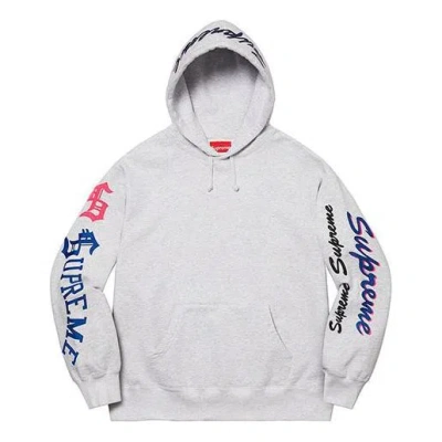Supreme Multi Logo Hooded Sweatshirt 'grey Red Black' In Gray