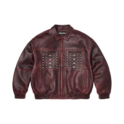Pre-owned Supreme Multi Studded Leather Jacket 'burgundy' | Red | Men's Size M