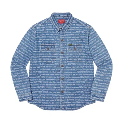 Pre-owned Supreme Multi Type Jacquard Denim Shirt 'blue'