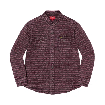 Pre-owned Supreme Multi Type Jacquard Denim Shirt 'purple' | Men's Size M