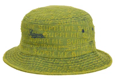 Pre-owned Supreme Needle Punch Denim Crusher Hat In Green