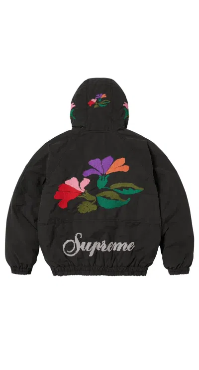 Pre-owned Supreme Needlepoint Hooded Jacket In Black