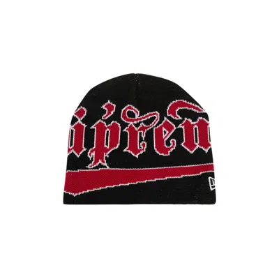Pre-owned Supreme New Era Accent Beanie 'black'