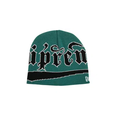 Pre-owned Supreme New Era Accent Beanie 'green'