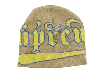 Pre-owned Supreme New Era Accent Beanie In Khaki