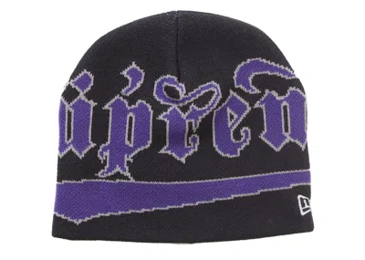 Pre-owned Supreme New Era Accent Beanie In Navy Blue