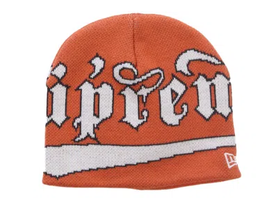 Pre-owned Supreme New Era Accent Beanie In Orange