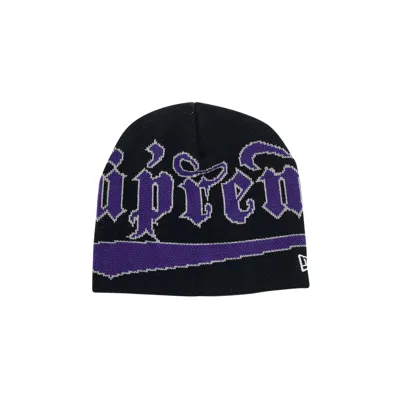 Pre-owned Supreme New Era Accent Beanie 'navy' In Blue