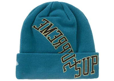 Pre-owned Supreme New Era Arc Beanie In Teal In Blue