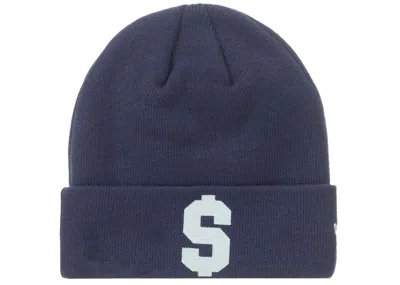 Pre-owned Supreme New Era $ Beanie In Navy Blue