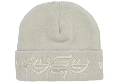 Pre-owned Supreme New Era Blackletter Beanie In Stone