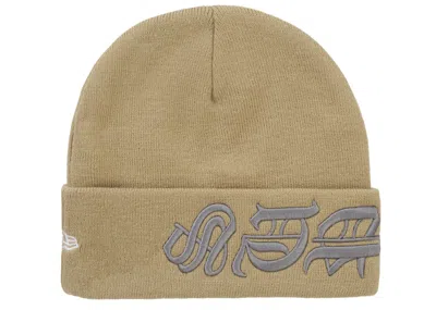 Pre-owned Supreme New Era Blackletter Beanie In Tan