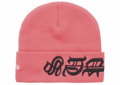 Pre-owned Supreme New Era Blackletter Beanie In Watermelon
