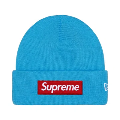Pre-owned Supreme New Era Box Logo Beanie 'cyan' | Blue | Men's Size Onesize