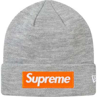 Pre-owned Supreme New Era Box Logo Beanie (fw17) In Heather Grey