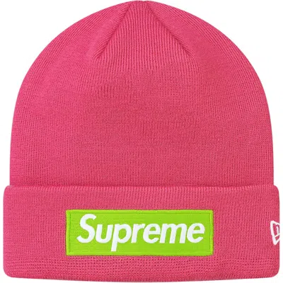 Pre-owned Supreme New Era Box Logo Beanie (fw17) In Magenta