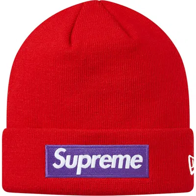 Pre-owned Supreme New Era Box Logo Beanie (fw17) In Red
