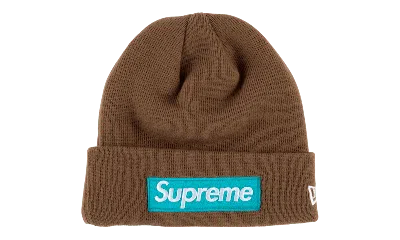 Pre-owned Supreme New Era Box Logo Beanie (fw17) In Rust