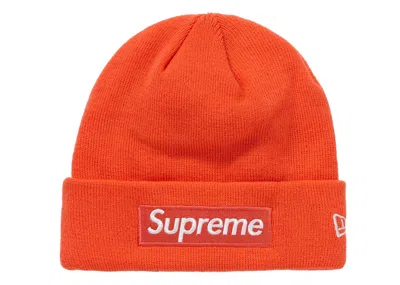Pre-owned Supreme New Era Box Logo Beanie (fw18) In Bright Coral