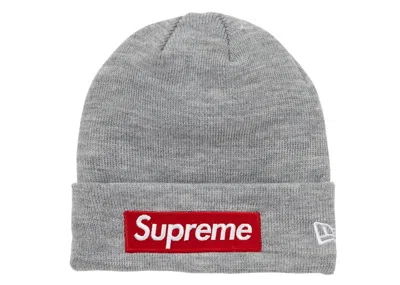Pre-owned Supreme New Era Box Logo Beanie (fw18) In Heather Grey